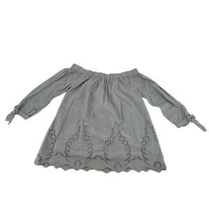 Wishlist Tunic Top Lace Embroidered Trim Off The Shoulder Dusty Blue Size M Boho
